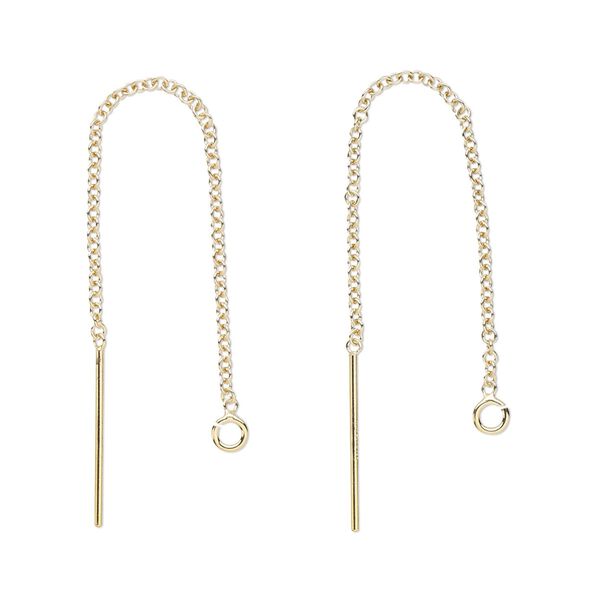 Ear thread 1pkg2 14Kt gold-filled, 2.5 inch cable chain / open loop, 1 pair image number 0