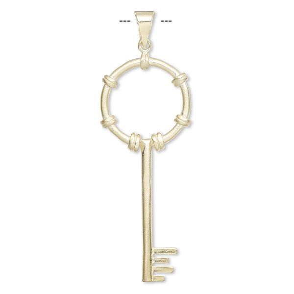 Pendant, "vermeil," 49x20mm key. Sold individually. image number 0