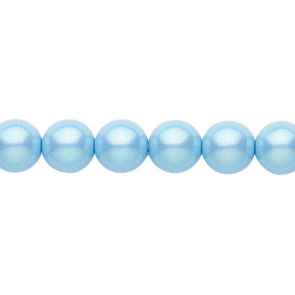 Bead, Czech pearl-coated glass druk, opaque iridescent aqua, 8mm round. Sold per 15-1/2" to 16" strand. image number 0
