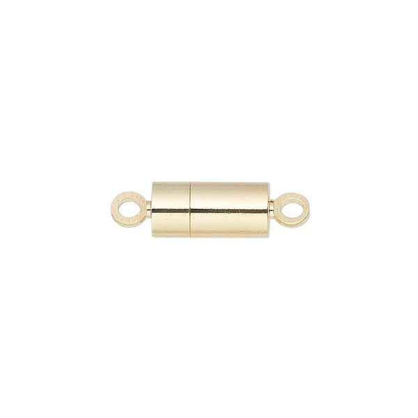 Clasp, magnetic, gold-finished brass, 12x6mm barrel. Sold individually. image number 0