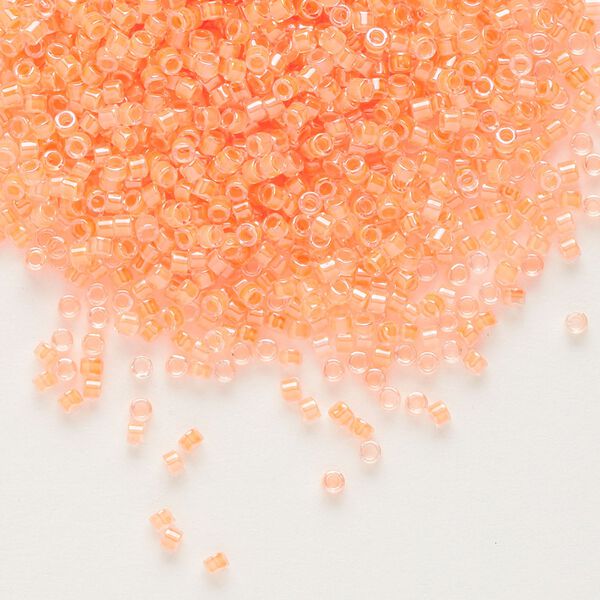 Seed bead, Delica®, glass, pkg/50g, #11 round, translucent luminous inside dyed color creamsicle (DB-2033). image number 0