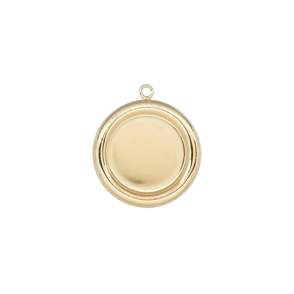 Drop, 14Kt gold-filled, 16mm single-sided round with 12mm round setting. Sold individually. image number 0