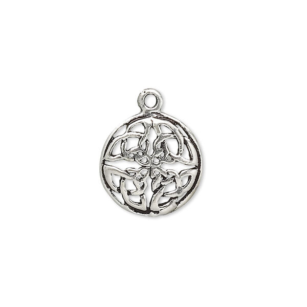 Drop, antiqued sterling silver, 13.5mm Celtic circle. Sold individually. image number 0