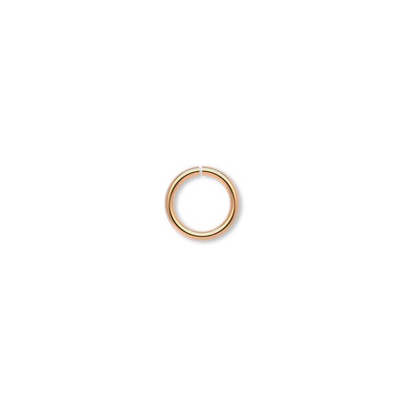 Jump ring, gold-plated brass, 8mm round, 6mm inside diameter, 18 gauge. Sold per pkg of 100. image number 0