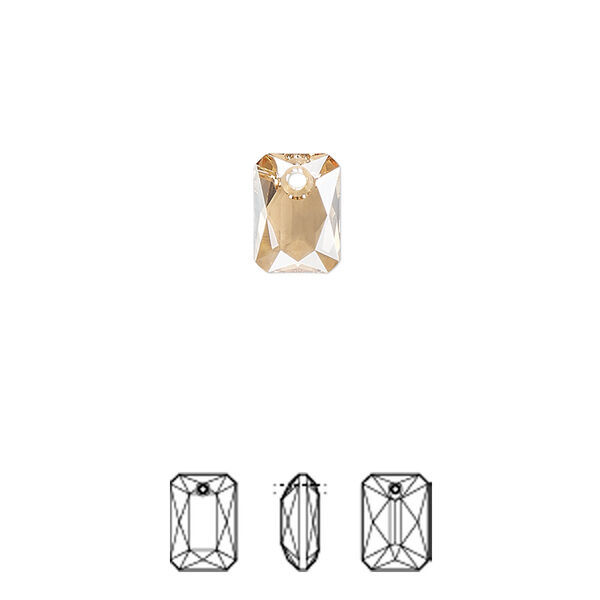 Drop 4pk crystal golden shadow, Crystal Passions® 9x6mm pendant emerald cut 6435 image number 0