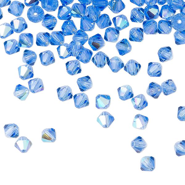 Bead 720pk sapphire glitter, Preciosa Czech crystal 4mm bicone image number 0