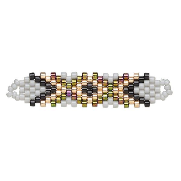 Focal, Creative Touch, glass, grey / iris green / multicolored, 35x9mm double-sided rectangle. Sold individually. image number 0