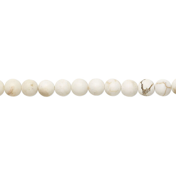 Bead, magnesite (stabilized), white, 4mm round, B grade, Mohs hardness 3-1/2 to 4. Sold per 15-1/2" to 16" strand. image number 0