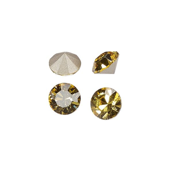 Chaton 144pk light topaz foil back, Preciosa MAXIMA Czech crystal rhinestone 8.16-8.41mm 15-cut faceted round SS39 image number 0