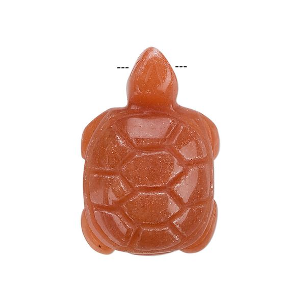 Red aventurine 1pkg1, top-drilled 3D turtle focal natural 28x17mm-32x20mm image number 0