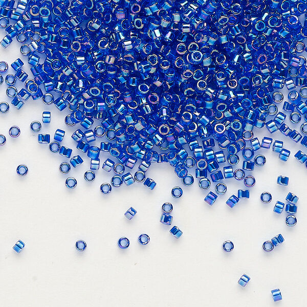 Seed bead, Delica®, glass, pkg/7.5g, #11 round, translucent rainbow cobalt (DB-0178). image number 0