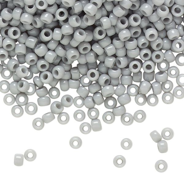 Seed bead, TOHO BEADS®, glass, pkg/7.5g, #8 round, opaque grey (TR-08-53). image number 0