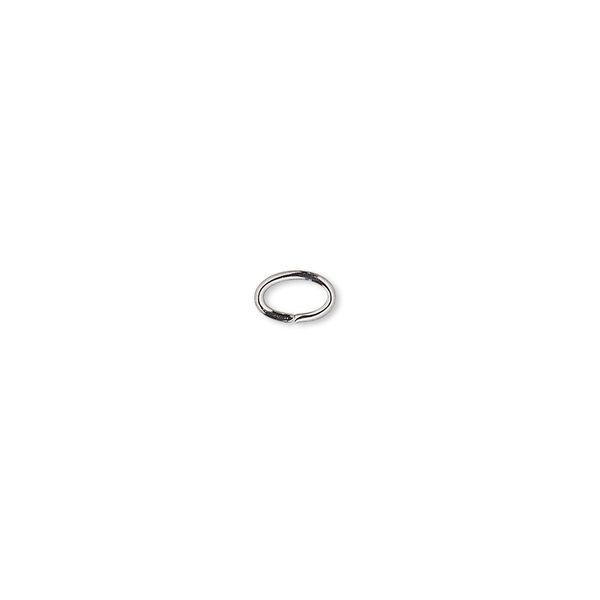 Jump ring, gunmetal-plated brass, 6x4mm oval, 4.3x2.5mm inside diameter, 20 gauge. Sold per pkg of 100. image number 0