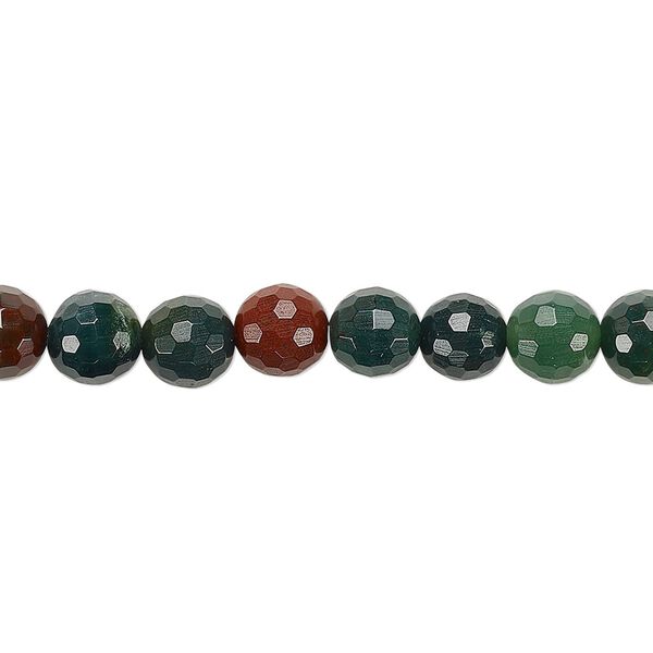 Indian bloodstone 1pkg1, faceted round bead natural 8 inch 6mm image number 0