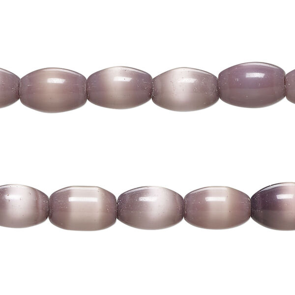 Bead, cat's eye glass (fiber optic glass), purple, 9x7mm-10x8mm barrel. Sold per pkg of (2) 15-inch strands, approximately 75 beads. image number 0