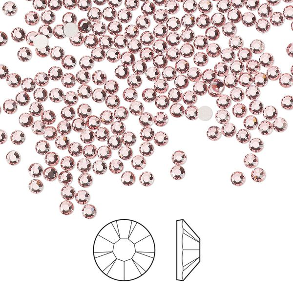 Flat back 1440pk light rose foil back, Preciosa MAXIMA Czech crystal rhinestone 2.1-2.3mm chaton rose round SS7 image number 0