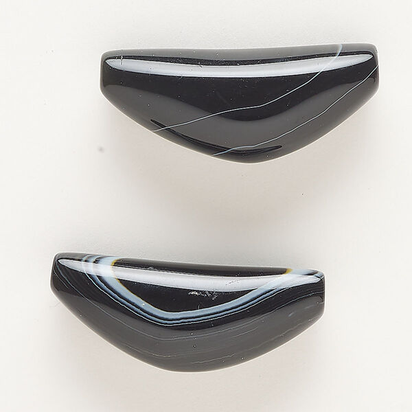 Black agate 1pkg2, triangle tube bead 51x19mm-54x21mm image number 0