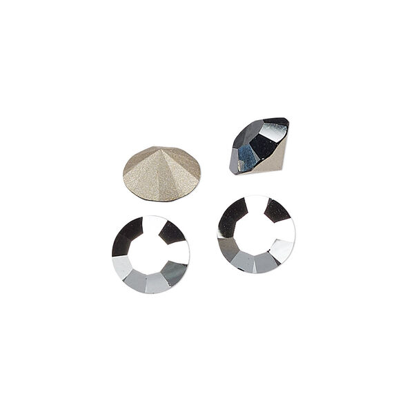Chaton 144pk jet hematite foil back, Preciosa MAXIMA Czech crystal rhinestone 8.16-8.41mm 15-cut faceted round SS39 image number 0