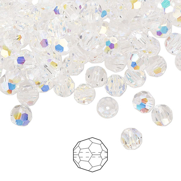 Bead 24pk crystal AB, Preciosa Czech crystal 5mm round image number 0