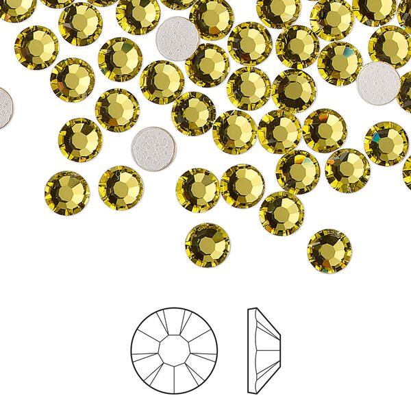 Flat back 1440pk acid yellow foil back, Preciosa MAXIMA Czech crystal hotfix rhinestone 3-3.2mm chaton rose round SS12 image number 0