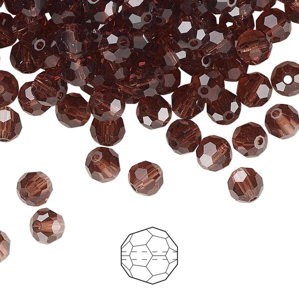 Bead 576pk light burgundy, Preciosa Czech crystal 5mm round image number 0