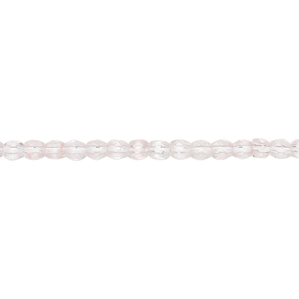 Bead, Czech fire-polished glass, clear and pink, 3mm faceted round. Sold per 16-inch strand, approximately 130 beads. image number 0