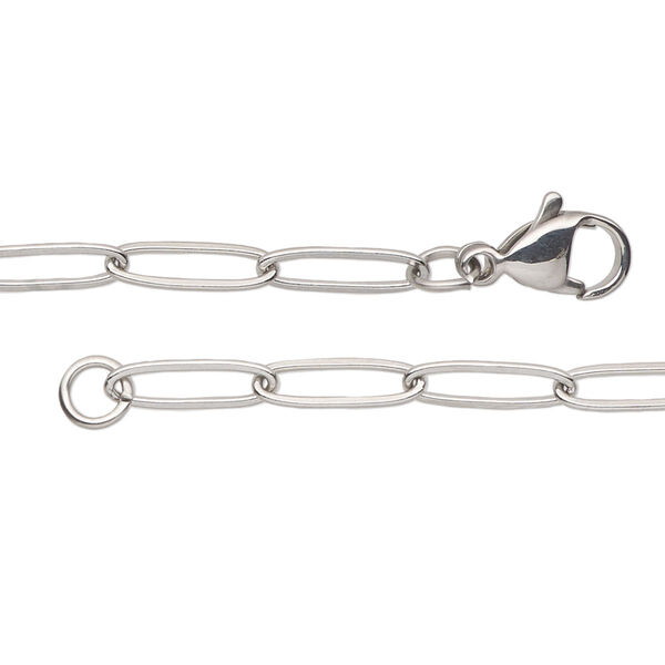 Chain, stainless steel, 3.6mm paperclip, 36 inches with lobster claw clasp. Sold individually. image number 0