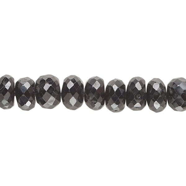 Black spinel 1pkg1, hand-cut faceted rondelle bead natural 15 inch 8x5mm-10x6mm image number 0
