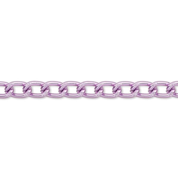 Chain, anodized aluminum, light purple, 4mm curb. Sold per pkg of 25 feet. image number 0