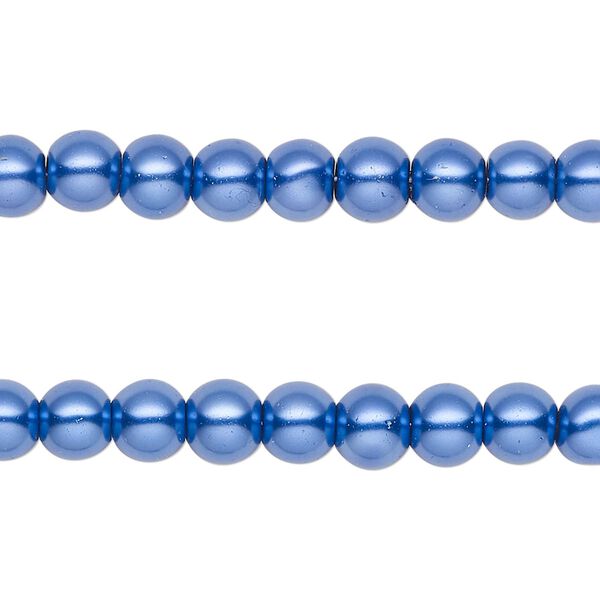 Bead, glass pearl, violet blue, 6mm round. Sold per pkg of (2) 15-inch strands, approximately 140 beads. image number 0