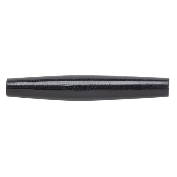 Bead, horn (dyed), black, 50x6mm-50x8mm hand-cut hairpipe, Mohs hardness 2-1/2. Sold per pkg of 24. image number 0