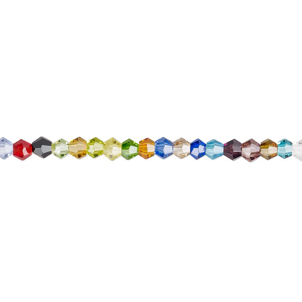 Bead 1pk 16 facets opaque to transparent mixed colors, Celestial Crystal® 3mm bicone 15.5-16 inch image number 0