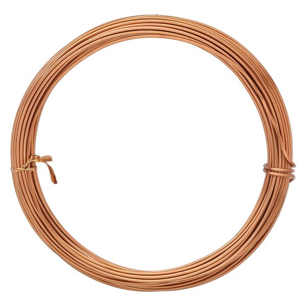 Wire, anodized aluminum, copper, 1.5mm round, 14 gauge. Sold per pkg of 45 feet. image number 0