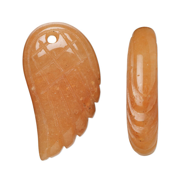 Red aventurine 1pkg1, hand-cut top-drilled 2-sided wing focal natural 31x17mm-32x19mm image number 0