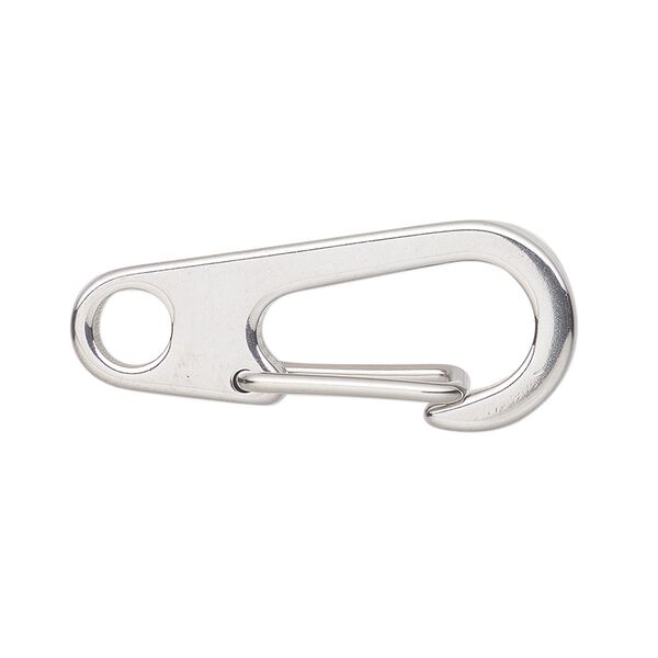 Clasp, self-closing hook, stainless steel, 34x14mm. Sold individually. image number 0