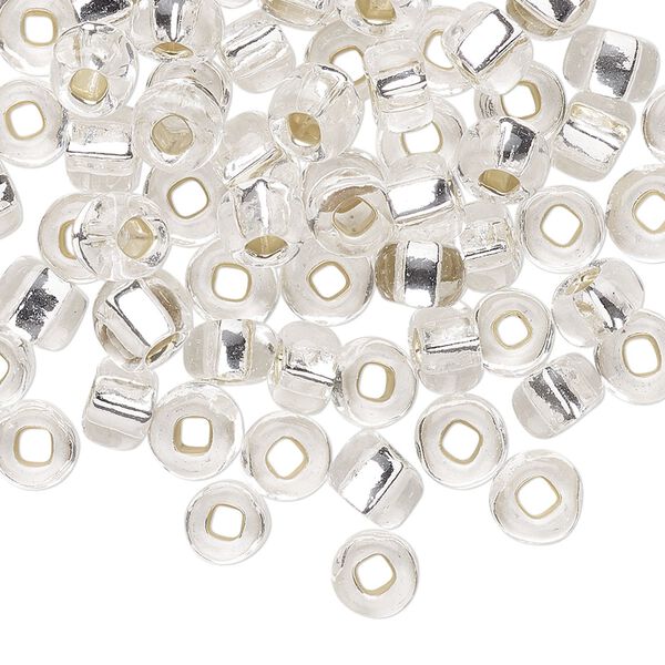 Seed bead, Preciosa Ornela Czech glass, pkg/50g, #2 rocaille, transparent silver-lined clear, (78102). image number 0