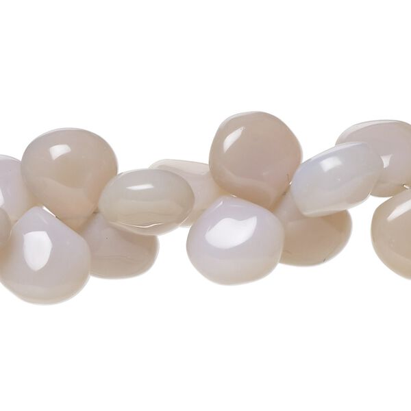 Peach chalcedony / purple chalcedony 1pkg1, hand-cut top-drilled puffed teardrop bead 8 inch 10-11mm image number 0