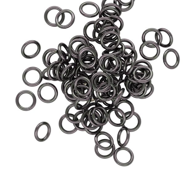 Jump ring, anodized aluminum, gunmetal, 5mm round, 3.4mm inside diameter, 20 gauge. Sold per pkg of 100. image number 0