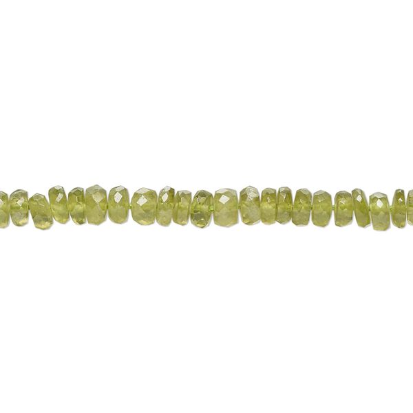 Peridot 1pkg1, hand-cut faceted rondelle bead natural 8 inch 3x2mm-5x2mm image number 0