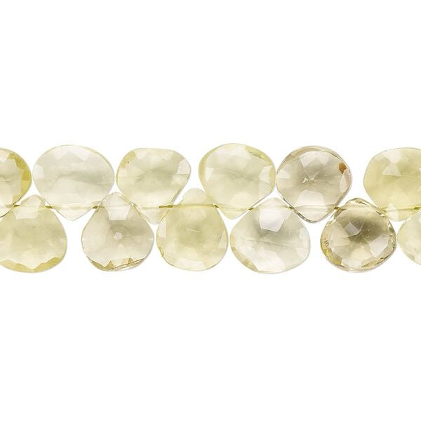 Lemon quartz 1pkg1, hand-cut top-drilled faceted flat teardrop bead 4 inch 8x8mm-10x10mm image number 0