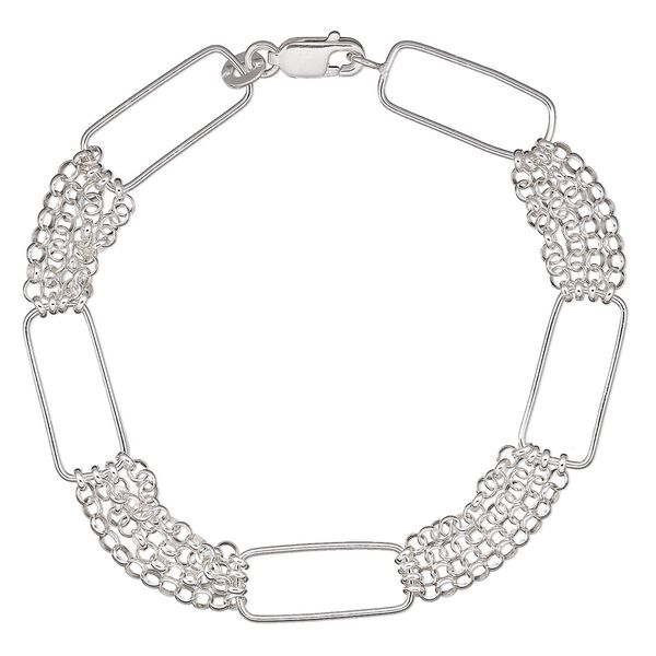Bracelet, Create Compliments®, sterling silver, 20x10mm rectangle, 7 inches with lobster claw clasp. Sold individually. image number 0