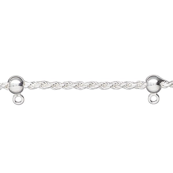 Sterling silver 1pkg1, French rope chain 16 inch / ball / closed loop 2mm / 5mm image number 1