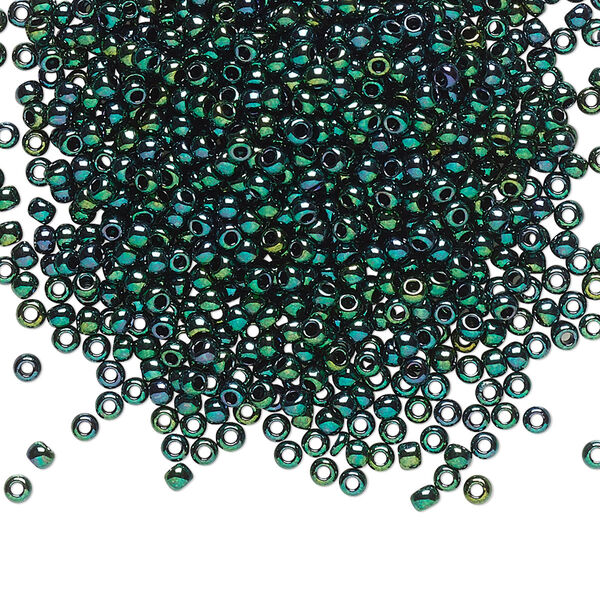 Seed bead, TOHO BEADS®, glass, pkg/250g, #11 round, opaque higher-metallic June bug (TR-11-506). image number 0