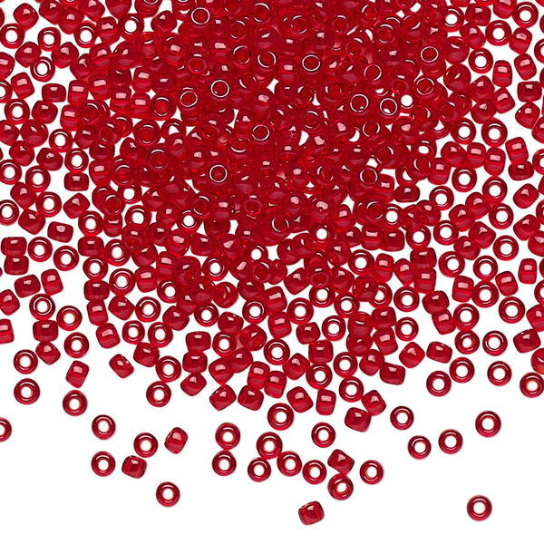 Seed bead, TOHO BEADS®, glass, pkg/50g, #11 round, transparent ruby (TR-11-5C). image number 0