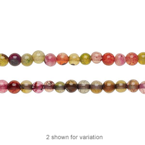 Agate 1pkg1, round bead 14 inch 3-4mm image number 0
