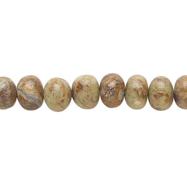 Olive chrysoprase 1pkg1, hand-cut rondelle bead natural 14 inch 8x5mm-9x7mm image number 0