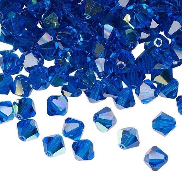 Bead 24pk Capri blue AB, Preciosa Czech crystal 6mm bicone image number 0