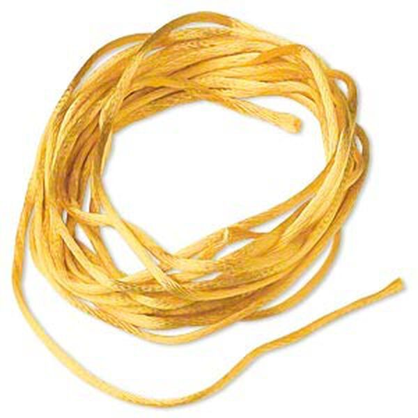 Cord, Satinique™, satin, gold, 1mm mini. Sold per pkg of 10 feet. image number 0
