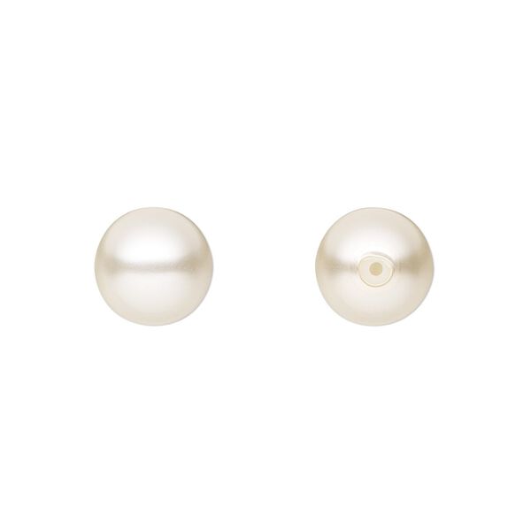 Pearl 50pk light creamrose, Preciosa Czech crystal 10mm half-drilled round image number 0