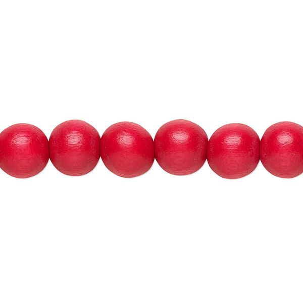 Bead, Taiwanese cheesewood (dyed / waxed), red, 7-8mm round. Sold per pkg of (2) 15-1/2" to 16" strands. image number 0